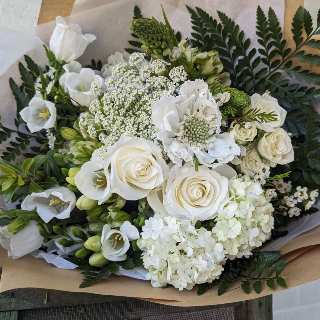 Seasonal white flower bouquet
