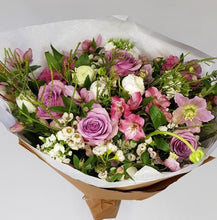 Load image into Gallery viewer, Pastel spring bouquet with blossom, hellebore, roses, alstroemeria and ranunculus
